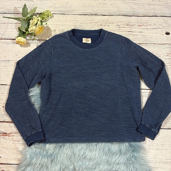 Marine Layer Blue Daria Textured Crewneck Sweatshirt - Picture 2 of 9